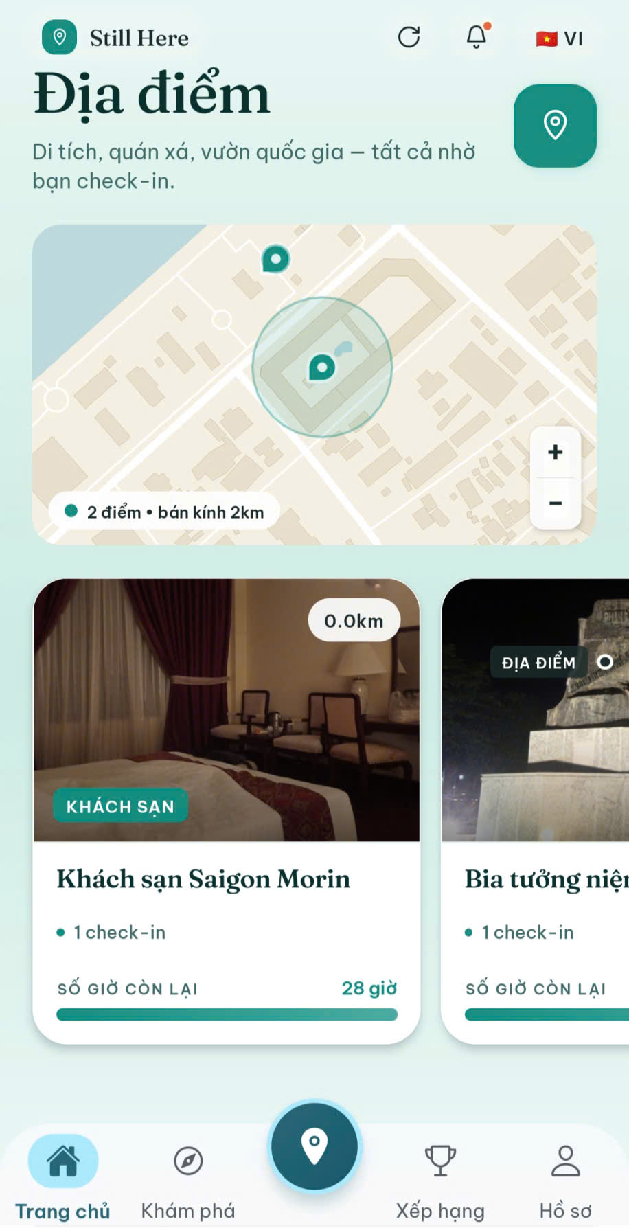 Trang chủ Still Here: bản đồ bán kính 2 km và thẻ địa điểm Thánh địa La Vang với thanh sức sống